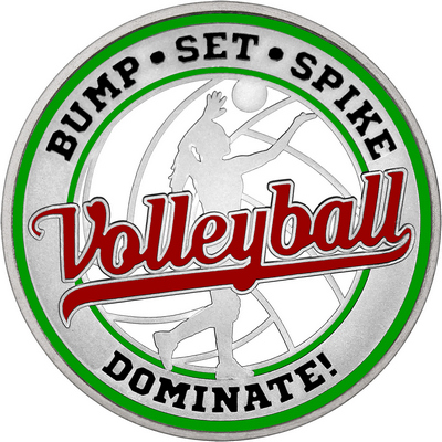 Maroon "Volleyball" with Green Outer Circular Borders